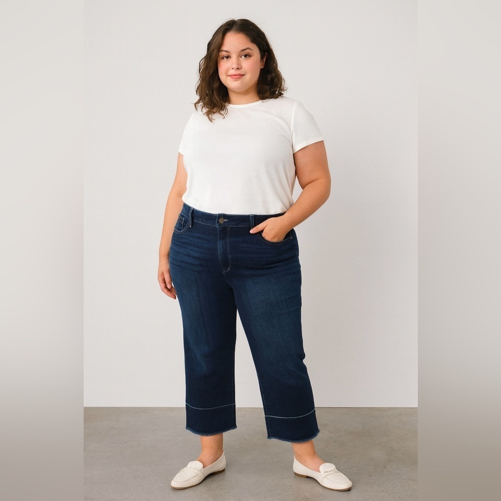 NWT Chico's High Rise Straight Leg Denim Jeans Pants Dark Wash, Cotton size 12